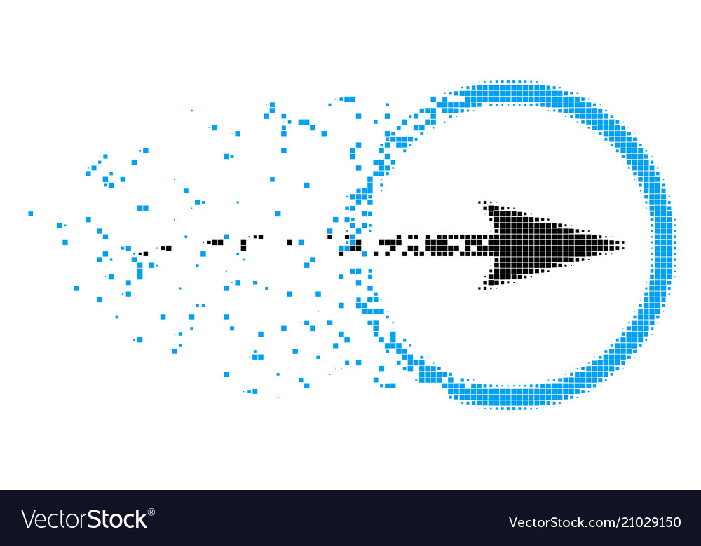 Right sharp rounded arrow dissipated pixel icon vector image Right sharp rounded arrow dissipated pixel icon