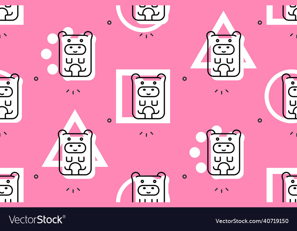 Seamless pattern with hippos