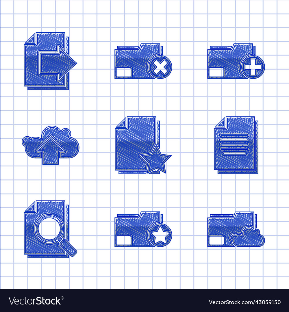 Set document with star folder cloud storage text vector image Set document with star folder cloud storage text