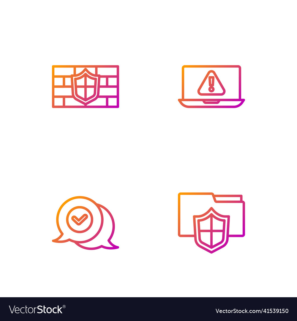 Set line document folder protection check mark vector image Set line document folder protection check mark