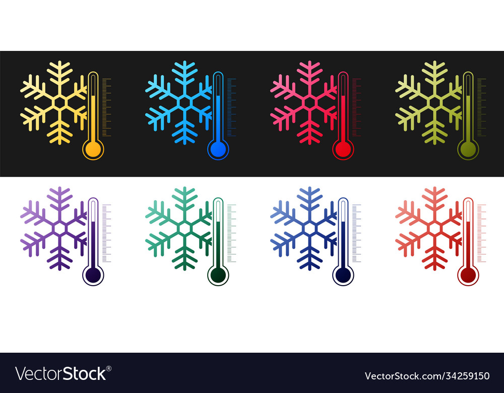Set thermometer with snowflake icon isolated Vector Image Set thermometer with snowflake icon isolated