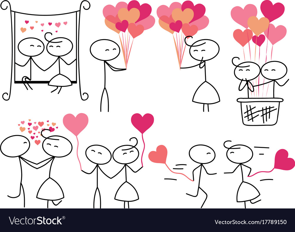 stick figure people love wedding couple valentine vector image