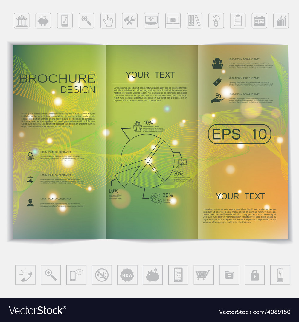 Tri-fold brochure mock up design smooth unfocused