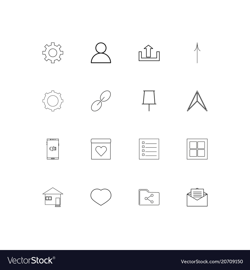 User interface simple linear icons set outlined