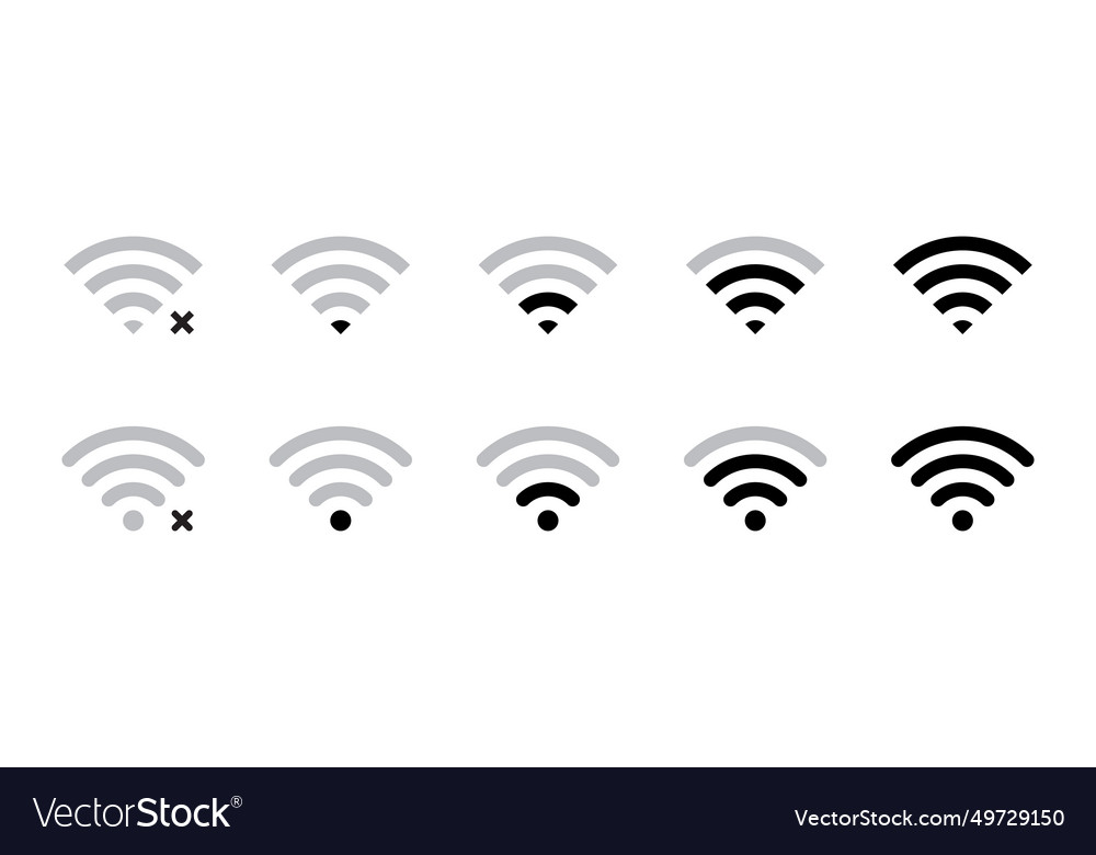 Wifi signal strength icon set in flat style