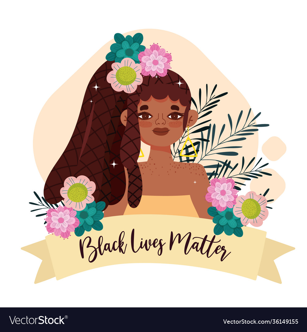 Black lives matter girl with flowers Royalty Free Vector