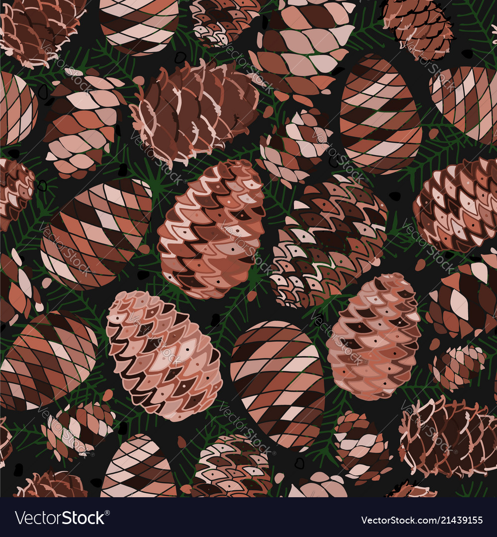Cedar cones seamless pattern for your design Vector Image Cedar cones seamless pattern for your design