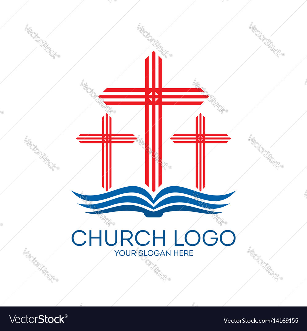 Church logo and christian symbols Royalty Free Vector Image