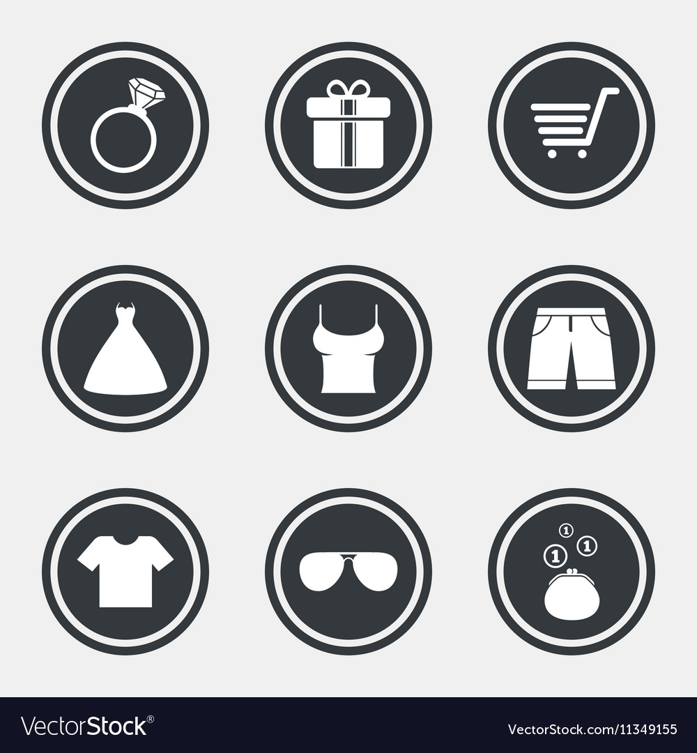 Clothes accessories icons shopping signs