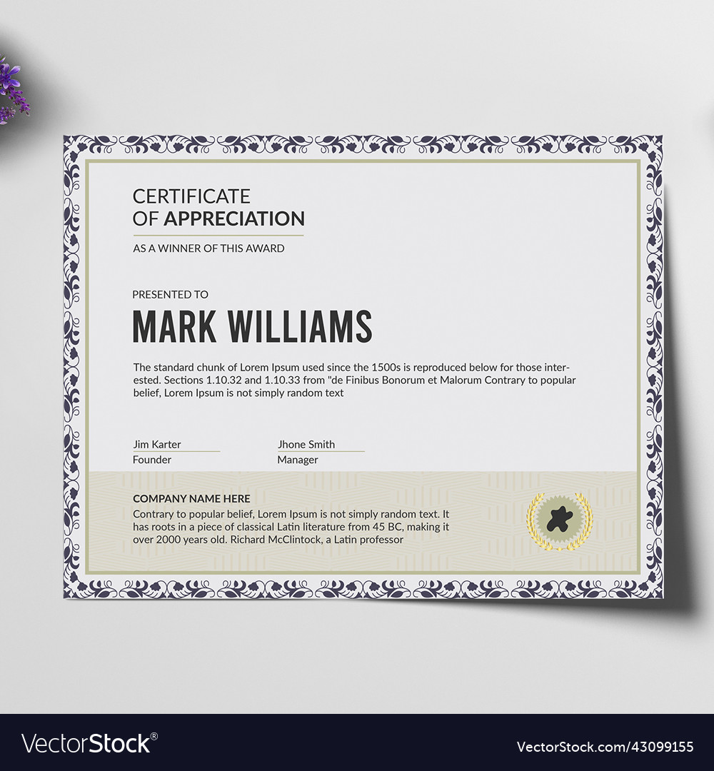 Corporate appreciation business certificate Vector Image