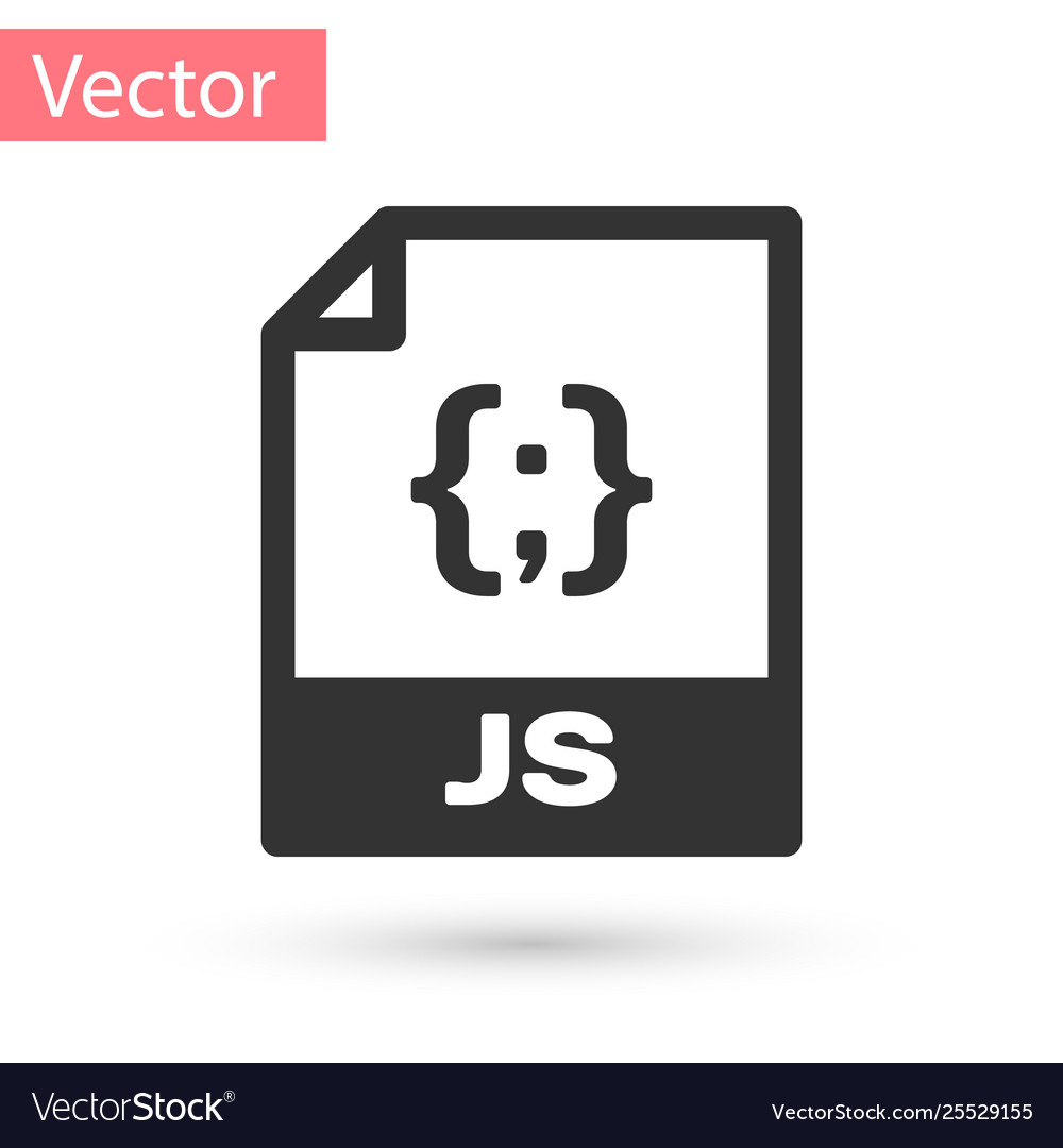 Grey js file document icon download button vector image Grey js file document icon download button