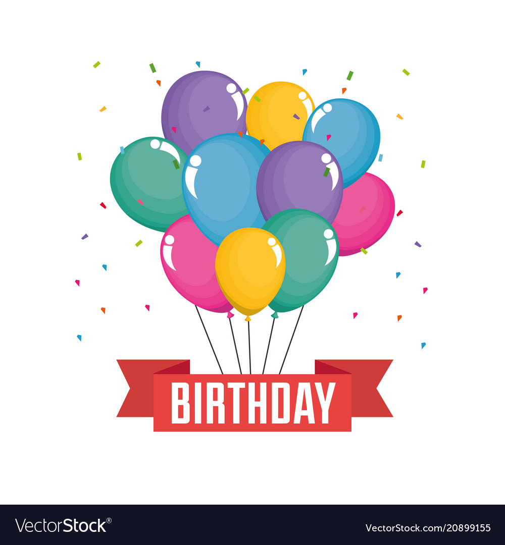 Happy birthday celebration card with balloons air Vector Image