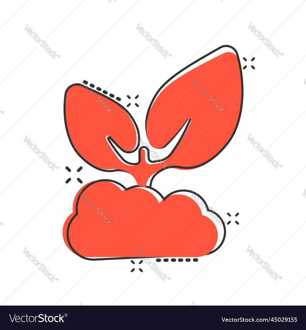 Leaf icon in comic style plant cartoon on white vector image Leaf icon in comic style plant cartoon on white