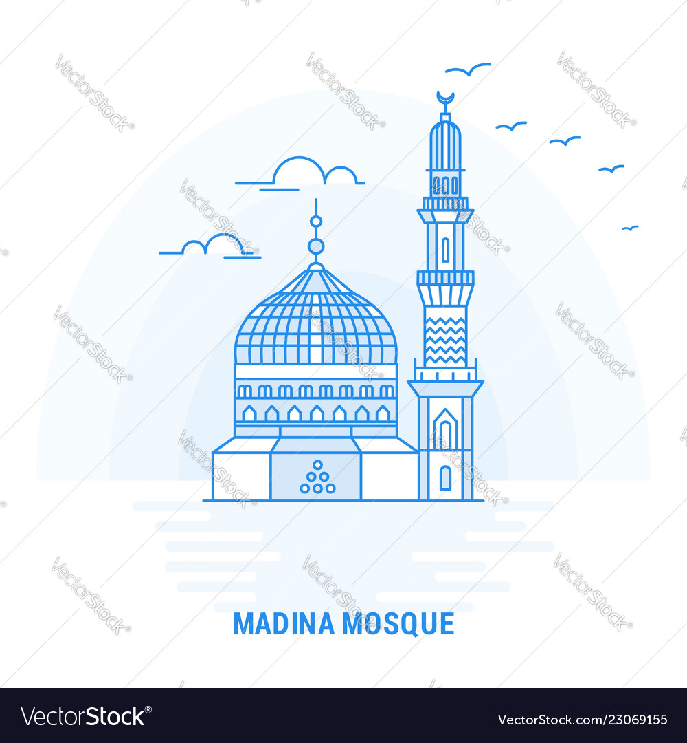 Madina mosque blue landmark creative background Vector Image