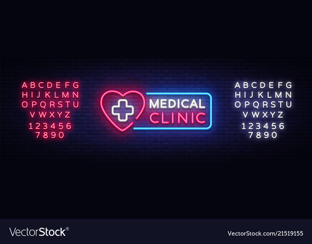 Medical Clinic Neon Signboard Medical Neon Vector Image