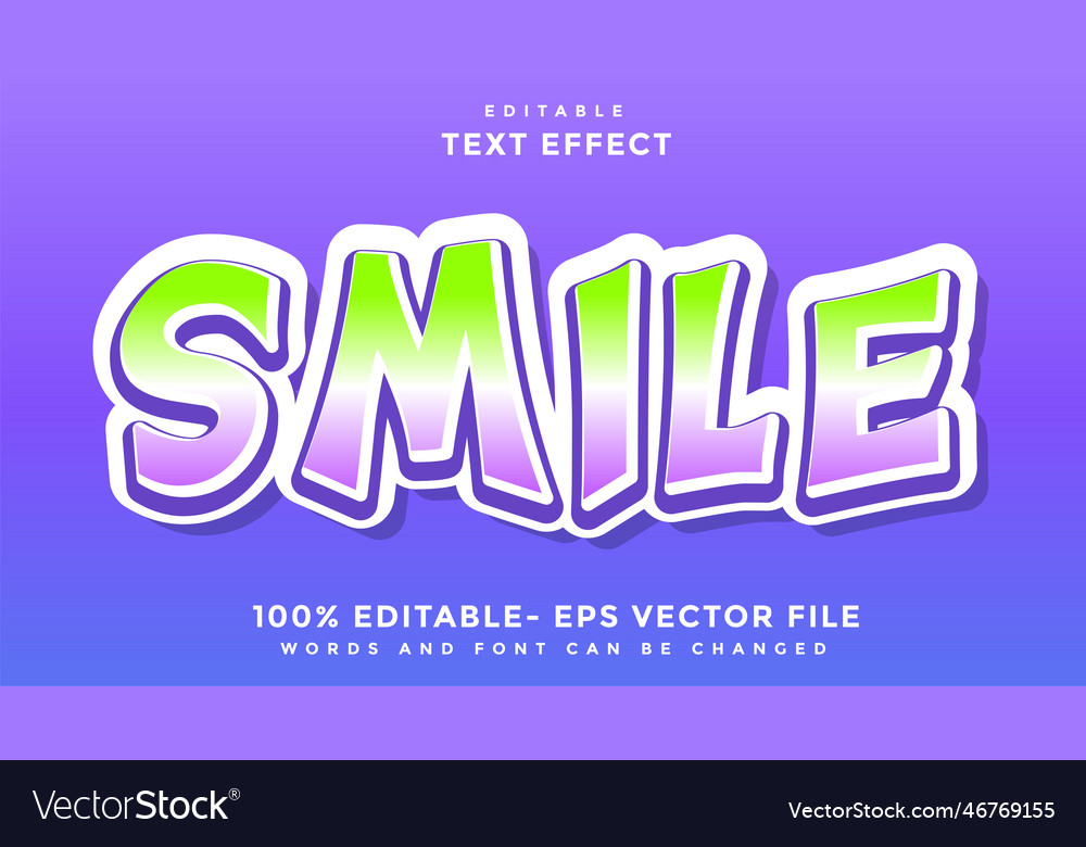 Minimal gradient word smile editable text effect vector image Minimal gradient word smile editable text effect