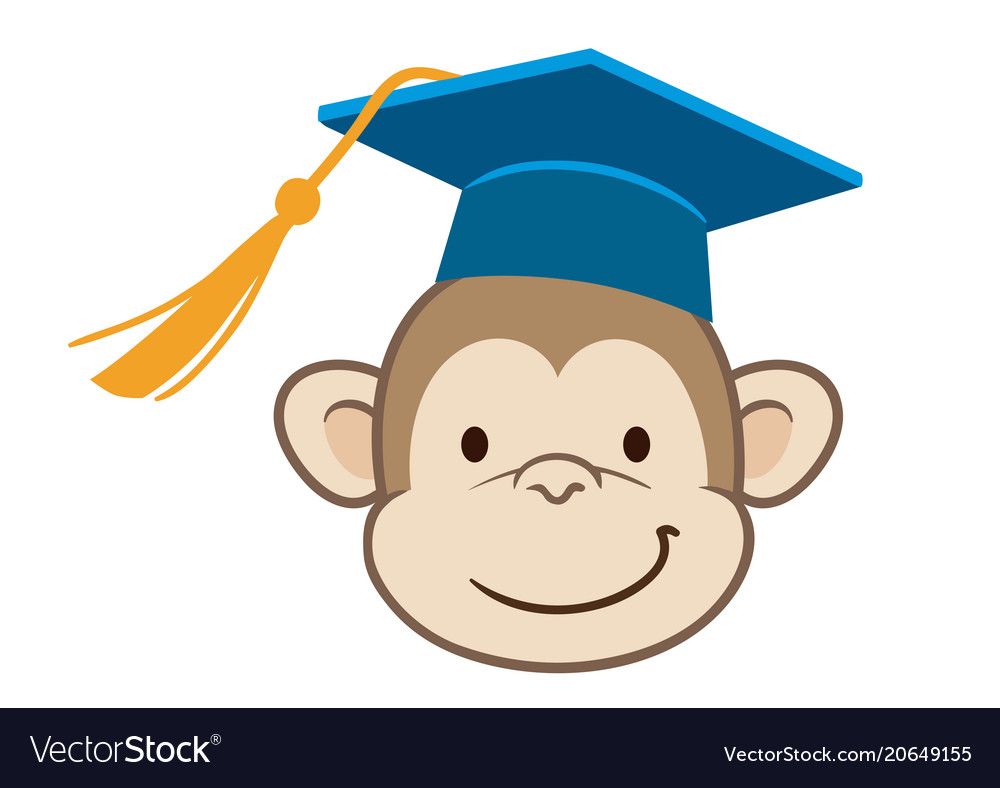 Monkey graduate cartoon portrait