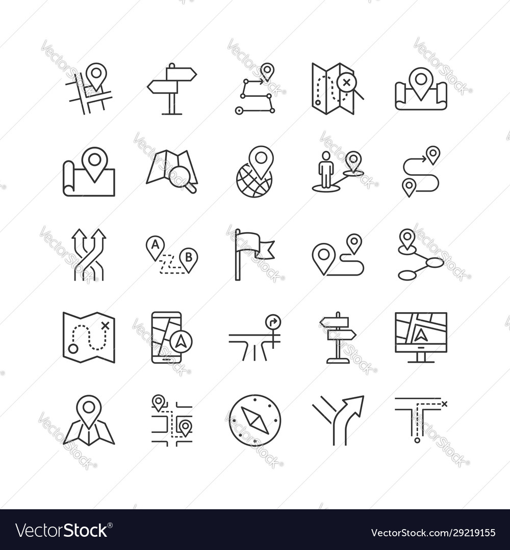 Navigation icon set in flat style gps direction vector image Navigation icon set in flat style gps direction