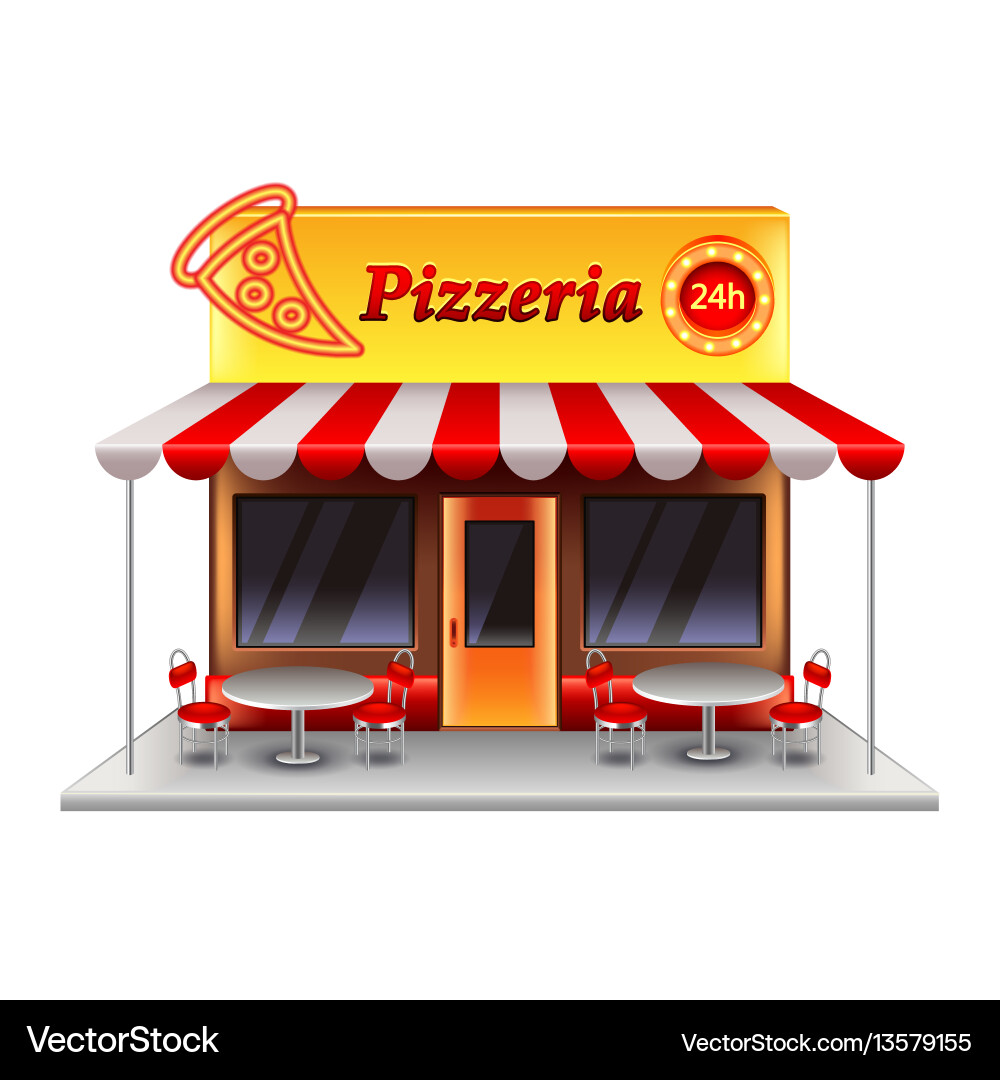Pizzeria building isolated on white Royalty Free Vector
