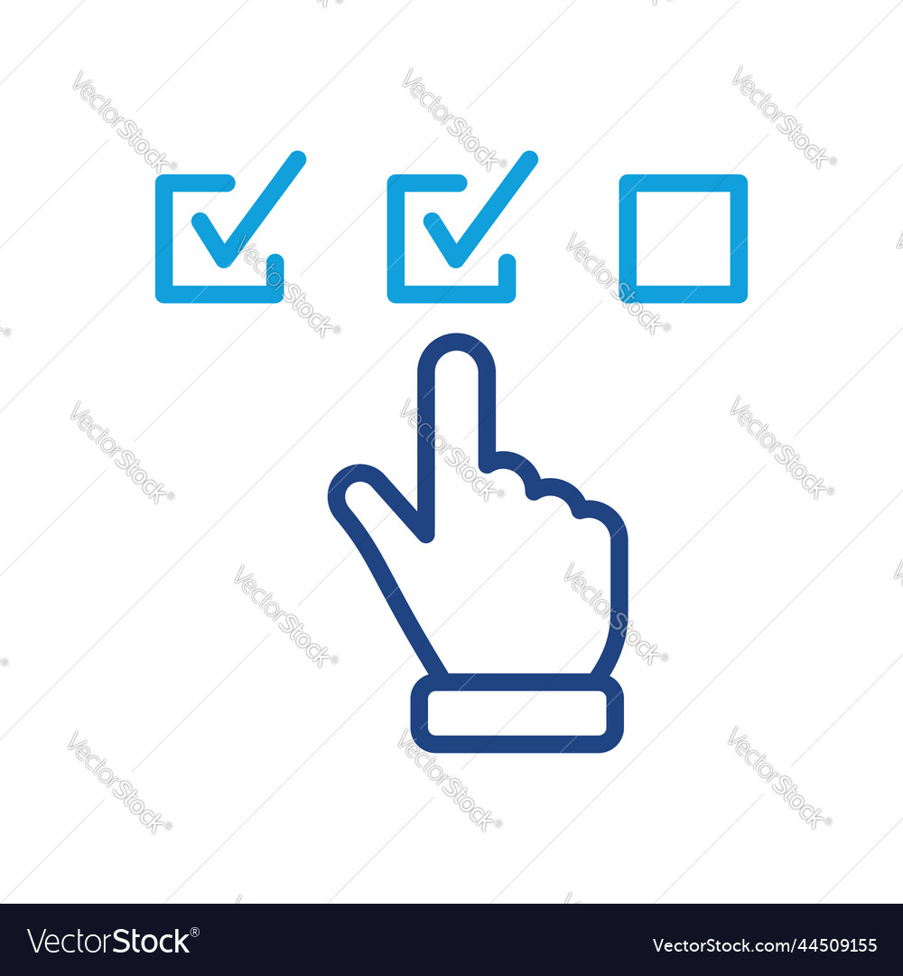 Questionnaire line icon finger choice check list