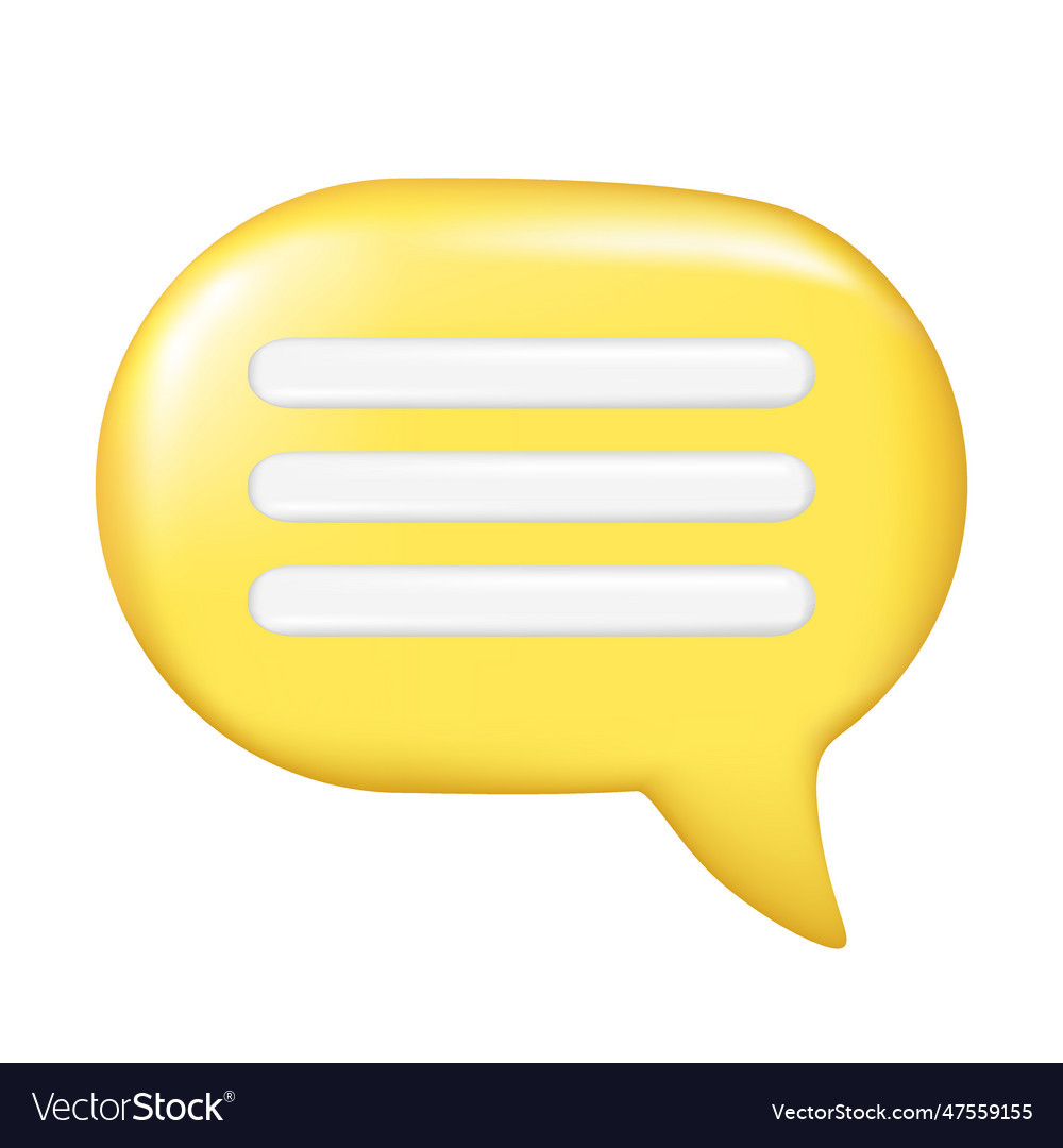 Realistic 3d speech bubble text message box Vector Image Realistic 3d speech bubble text message box