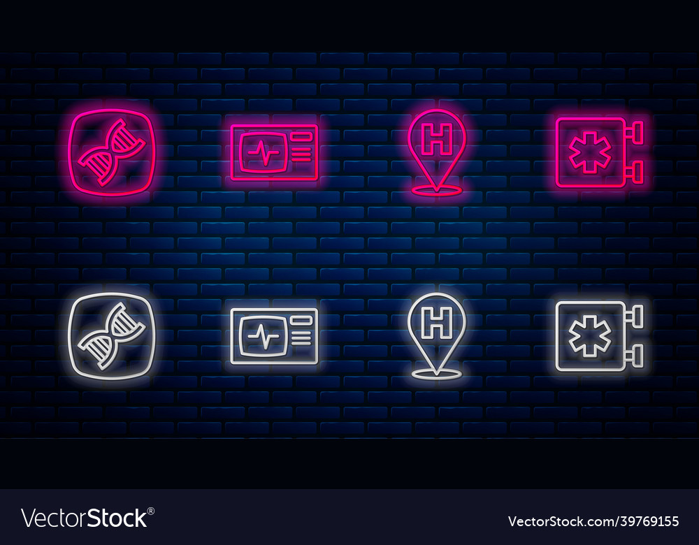 Set line monitor with cardiogram location vector image Set line monitor with cardiogram location