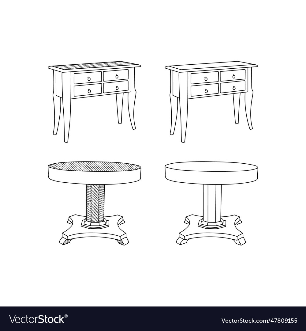 Set of antique table modern abstract furniture