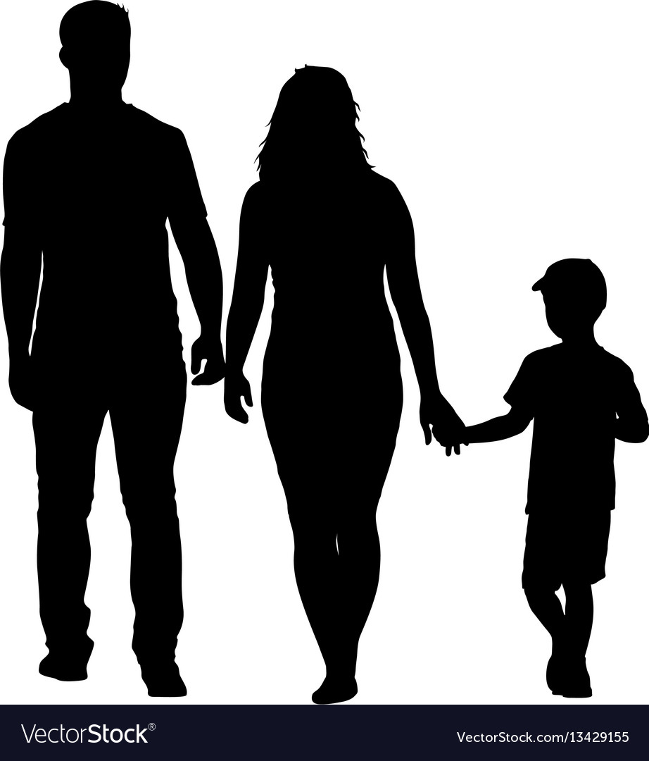 Silhouette happy family on a white background Vector Image