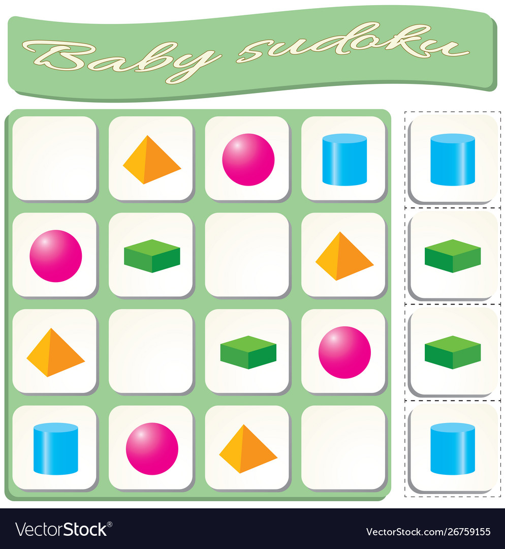 Sudoku for kids with colorful geometric figures