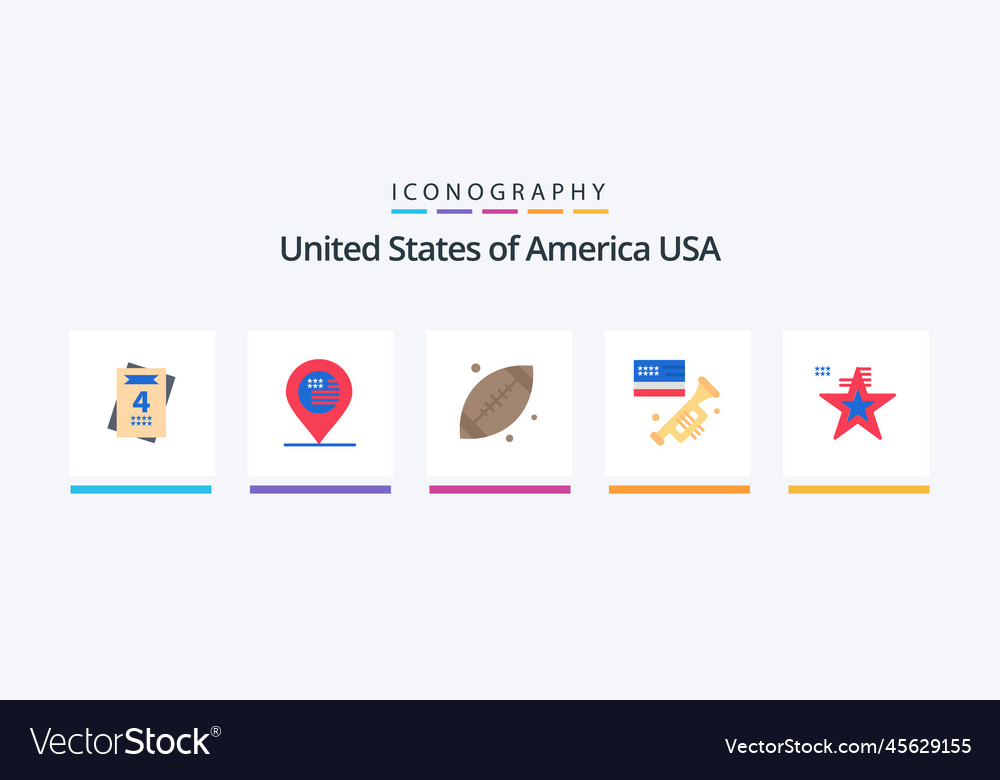 Usa flat 5 icon pack including flag star football