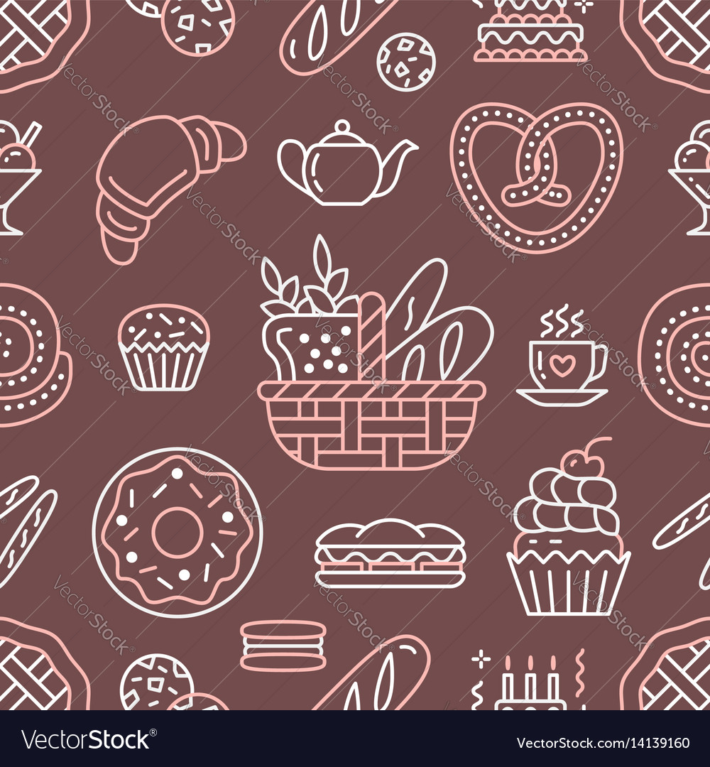 Bakery seamless pattern food background