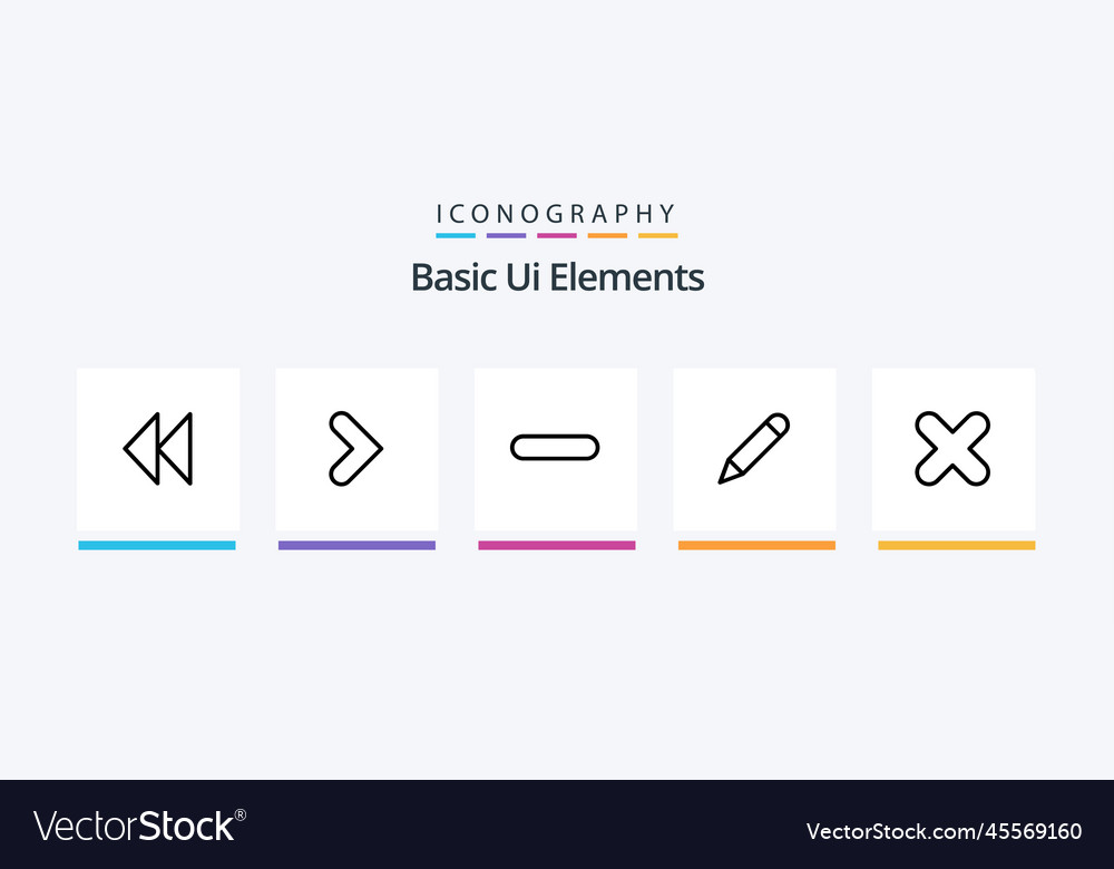 Basic ui elements line 5 icon pack including