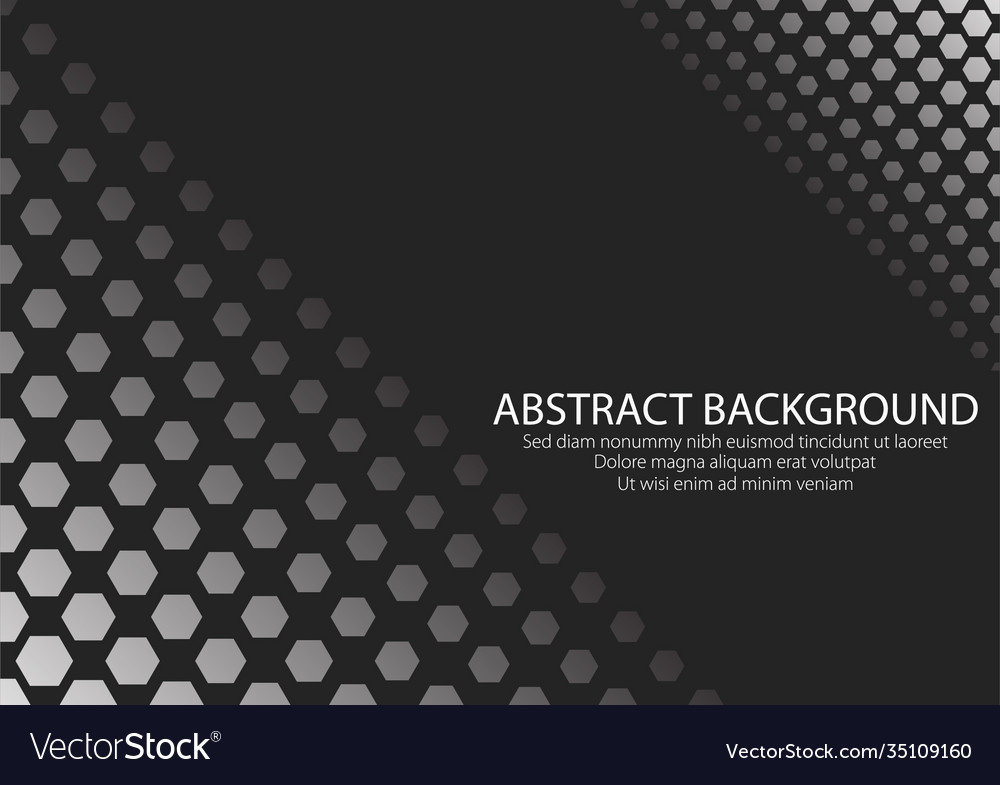 Black background with white color hexagonal shape vector image Black background with white color hexagonal shape