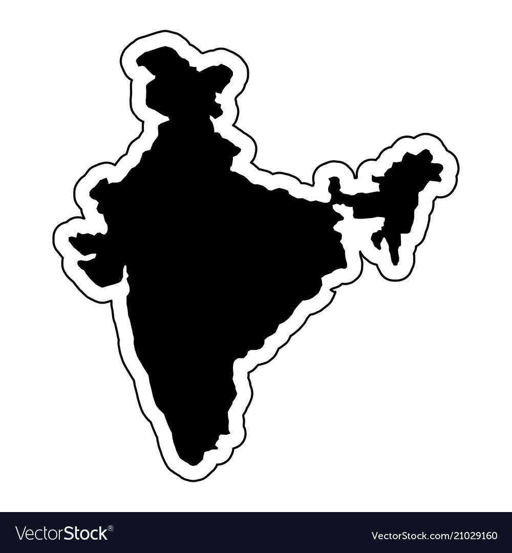 Black silhouette of the country india