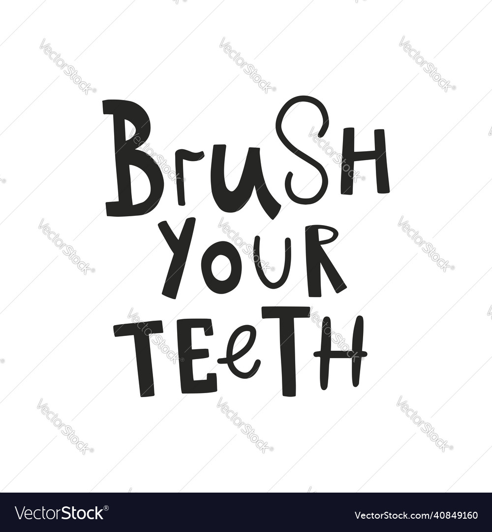 Cute hand lettering brush teeth text