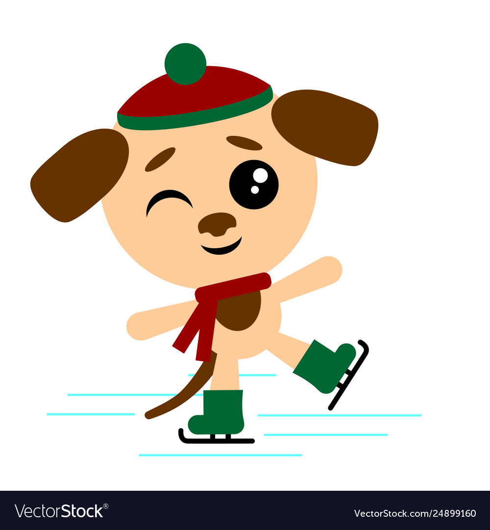 Cute skating dog kawaii