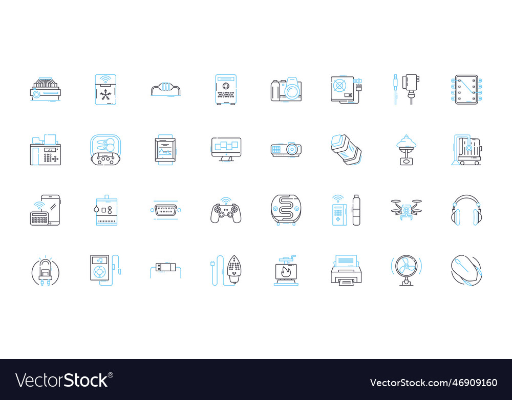 Electronic integration linear icons set vector image Electronic integration linear icons set