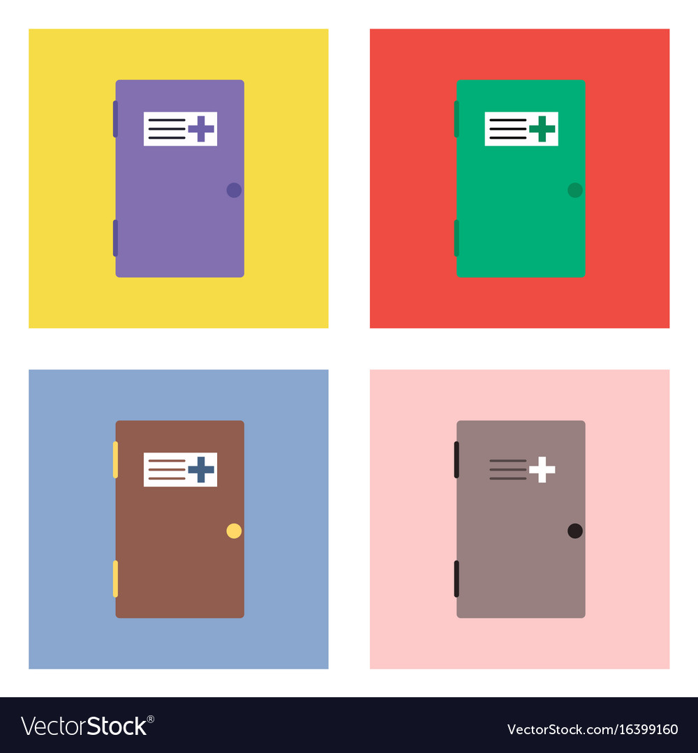 Flat icon design collection doctors door Vector Image