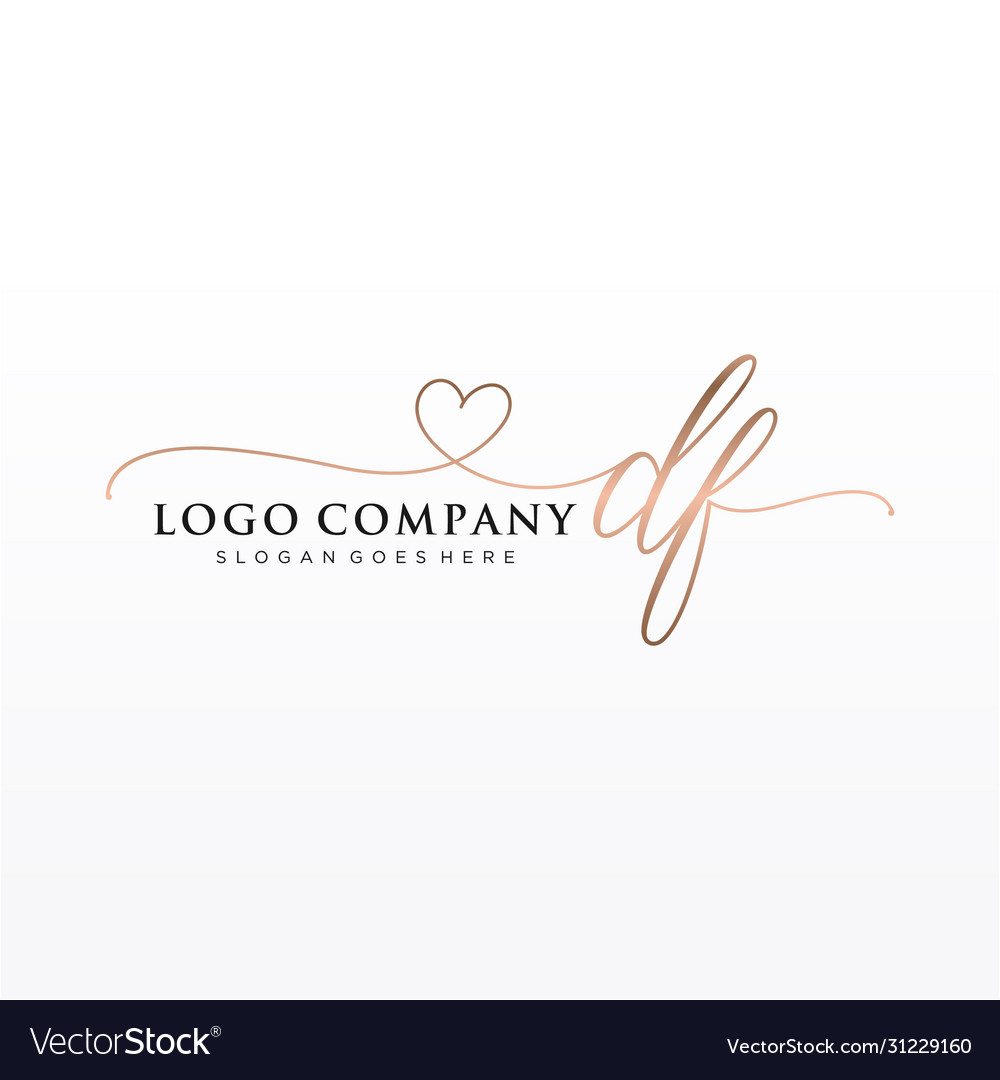 Initial df beauty monogram and elegant logo design