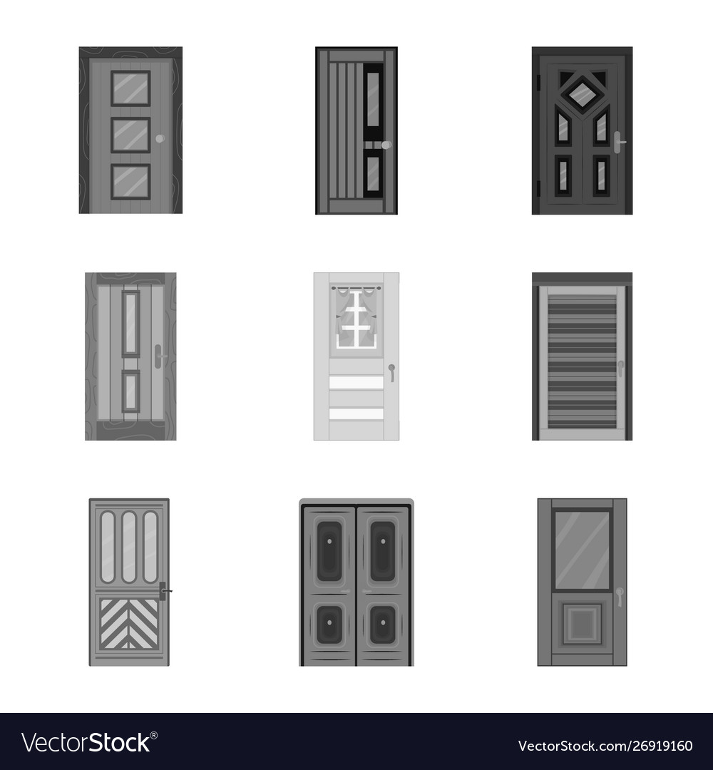 Isolated object building and office sign set vector image Isolated object building and office sign set