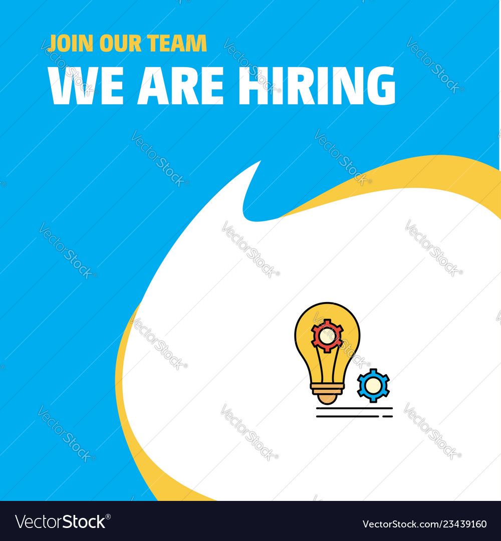 Join our team business company bulb with gear we