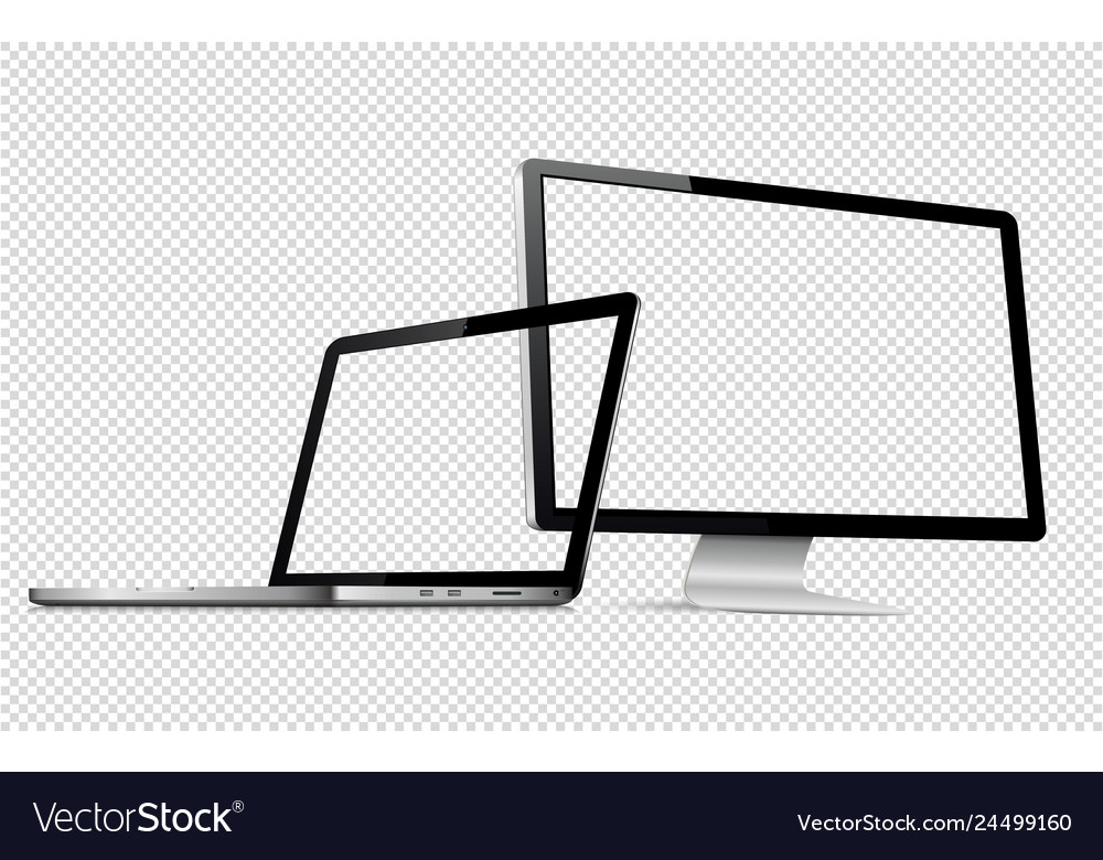 Laptop and Computer Display on Transparent Backgro