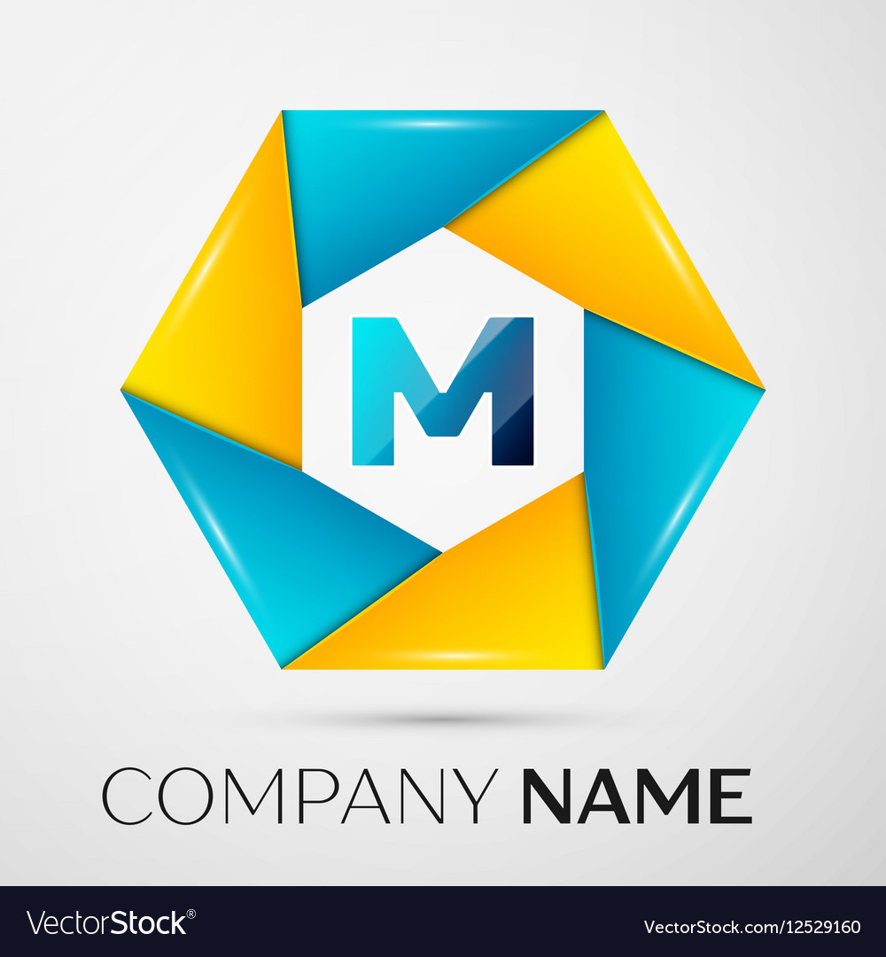 Letter m logo symbol in the colorful circle