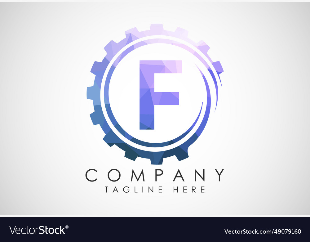 Low poly alphabet f in a gear spiral Royalty Free Vector