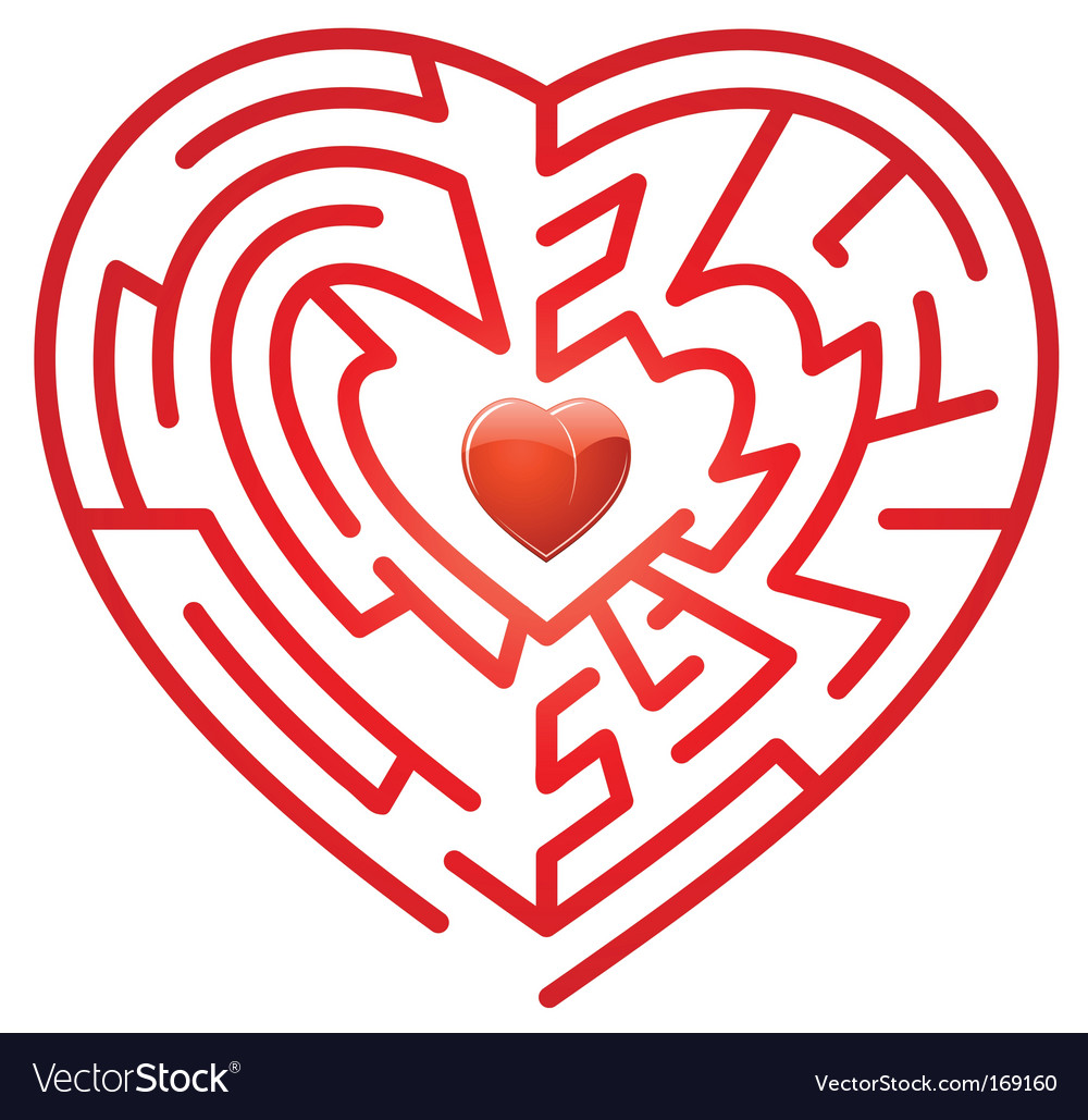 Maze heart Royalty Free Vector Image - VectorStock