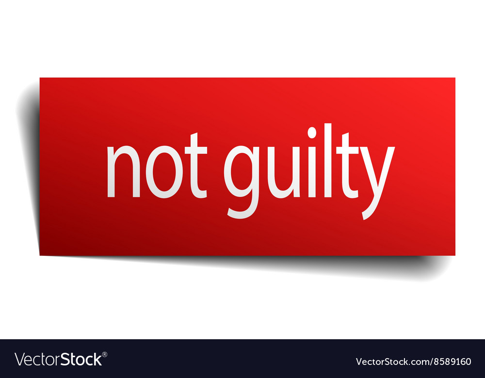 Not guilty red square isolated paper sign on white