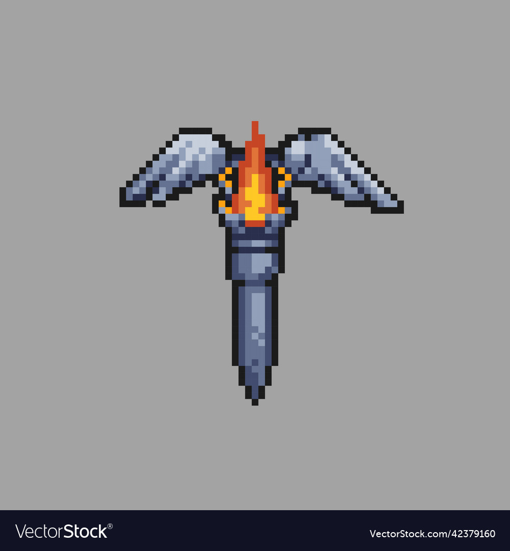 Pixel art torch for game development or asset