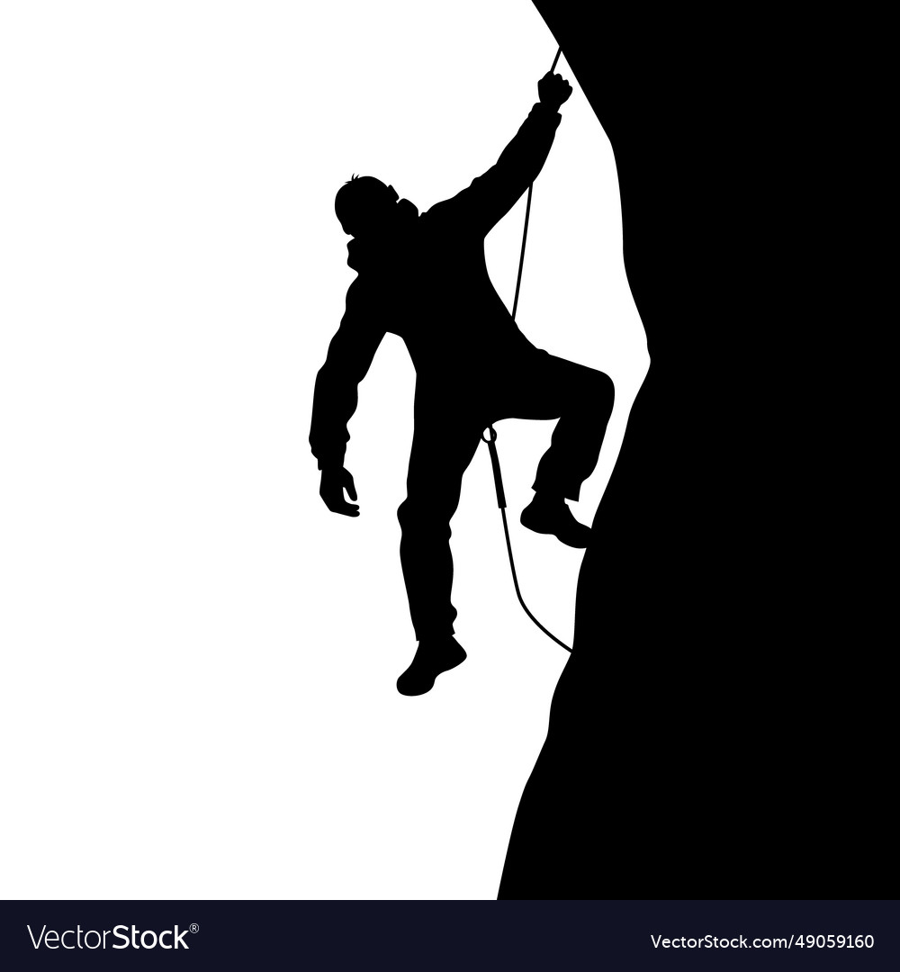 Sport climbing silhouette of rock climber Vector Image