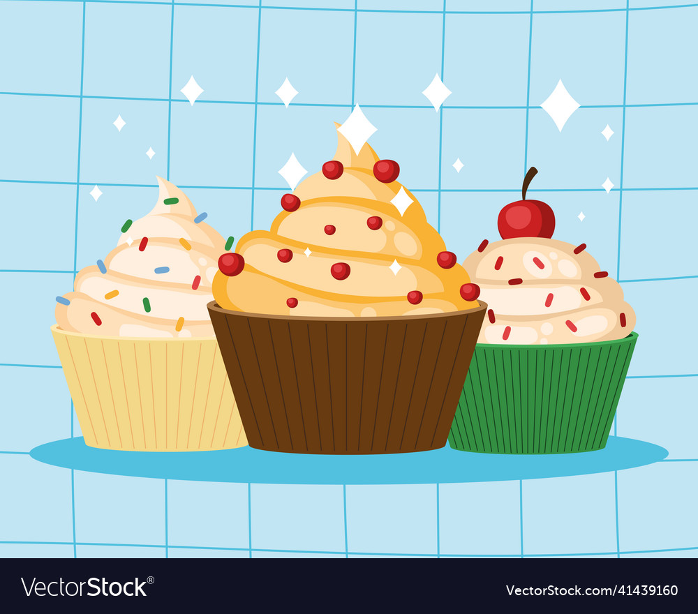 Three delicious cupcakes