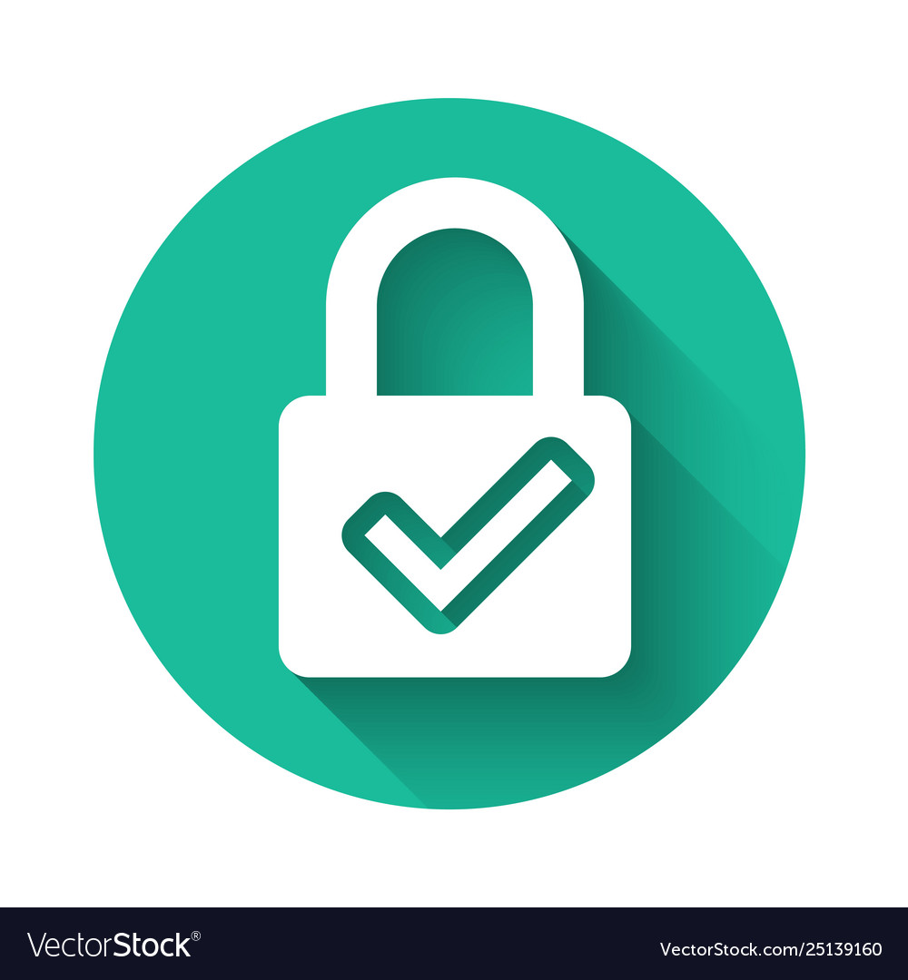 White open padlock and check mark icon isolated